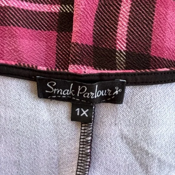 Smak Parlour 1950s Retro Pink Black Tartan Plaid Fit & Flare Dress Womens 1X/16 - Picture 11 of 11